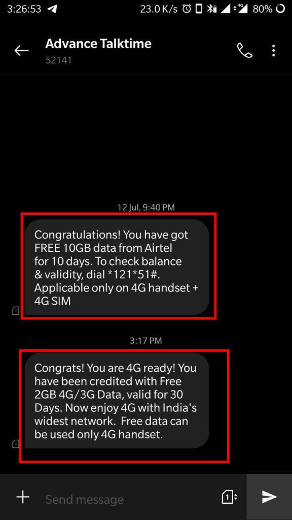 airtel free internet 4g data