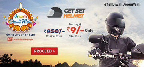 (Over) Droom Flash Sale – Buy Helmet at Just Rs 9 – Rs 119 Only (Proof Added)