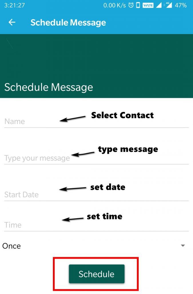 schedule message az whatsapp mod