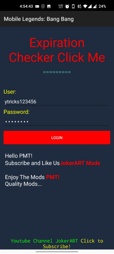 mobile legends username password pmt